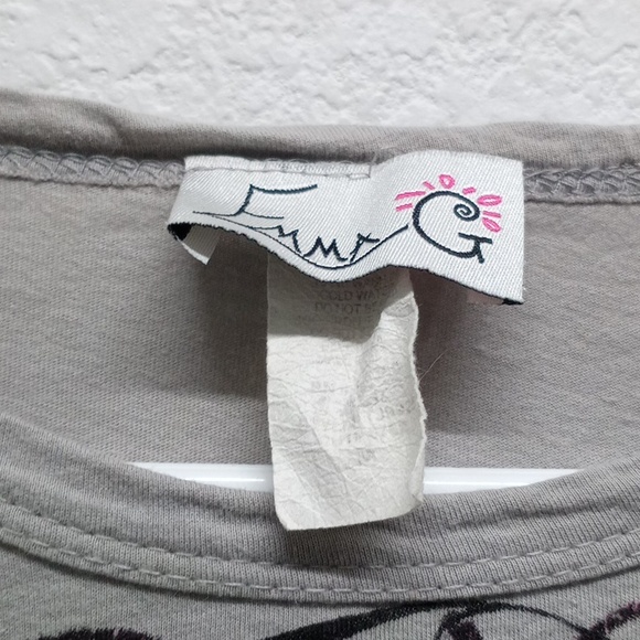 Emma G Gray And Black Pink Fleur De Lis Graphic And Long Sleeve Shirt - Picture 4 of 5